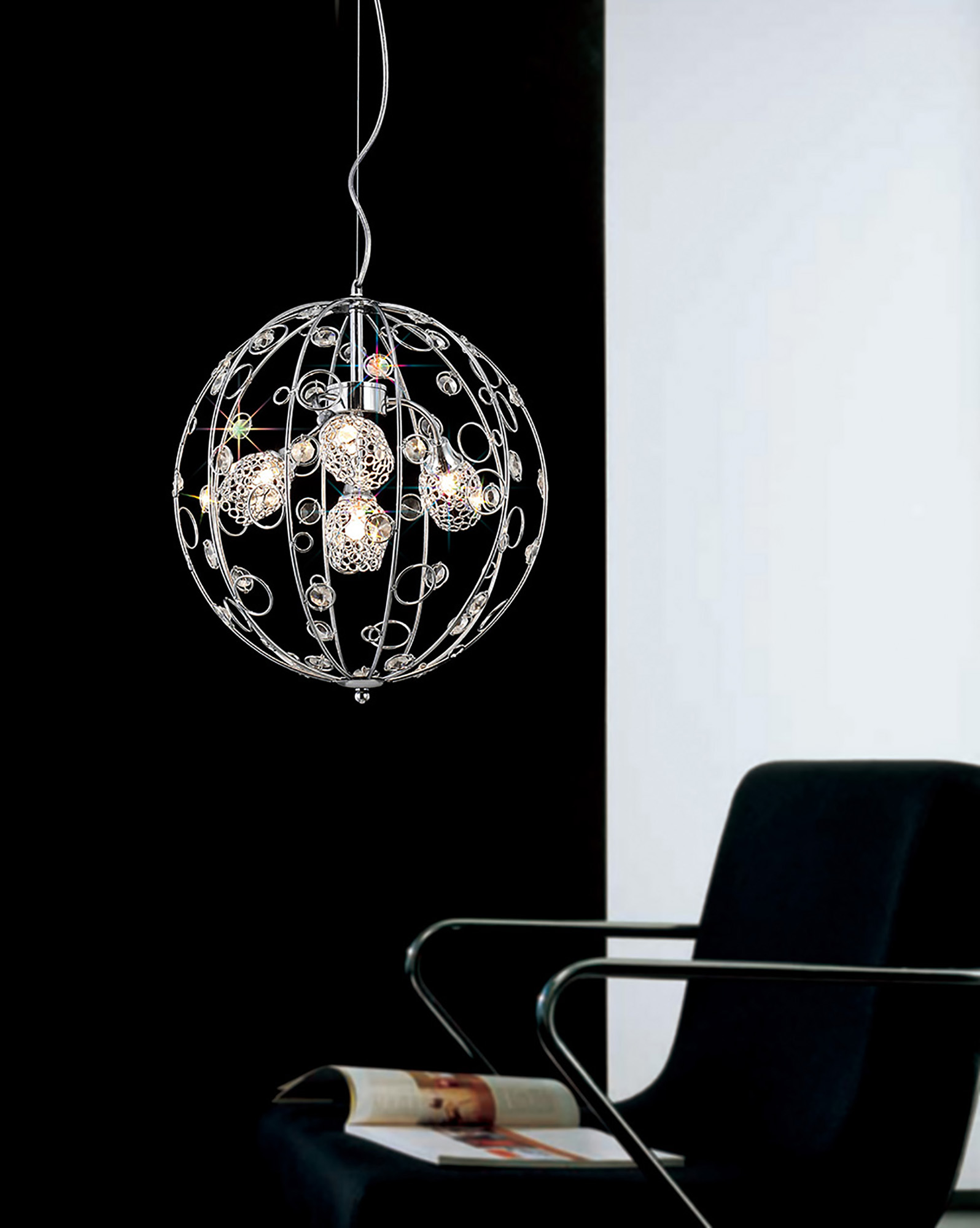 Sorrento Crystal Ceiling Lights Diyas Single Crystal Pendants